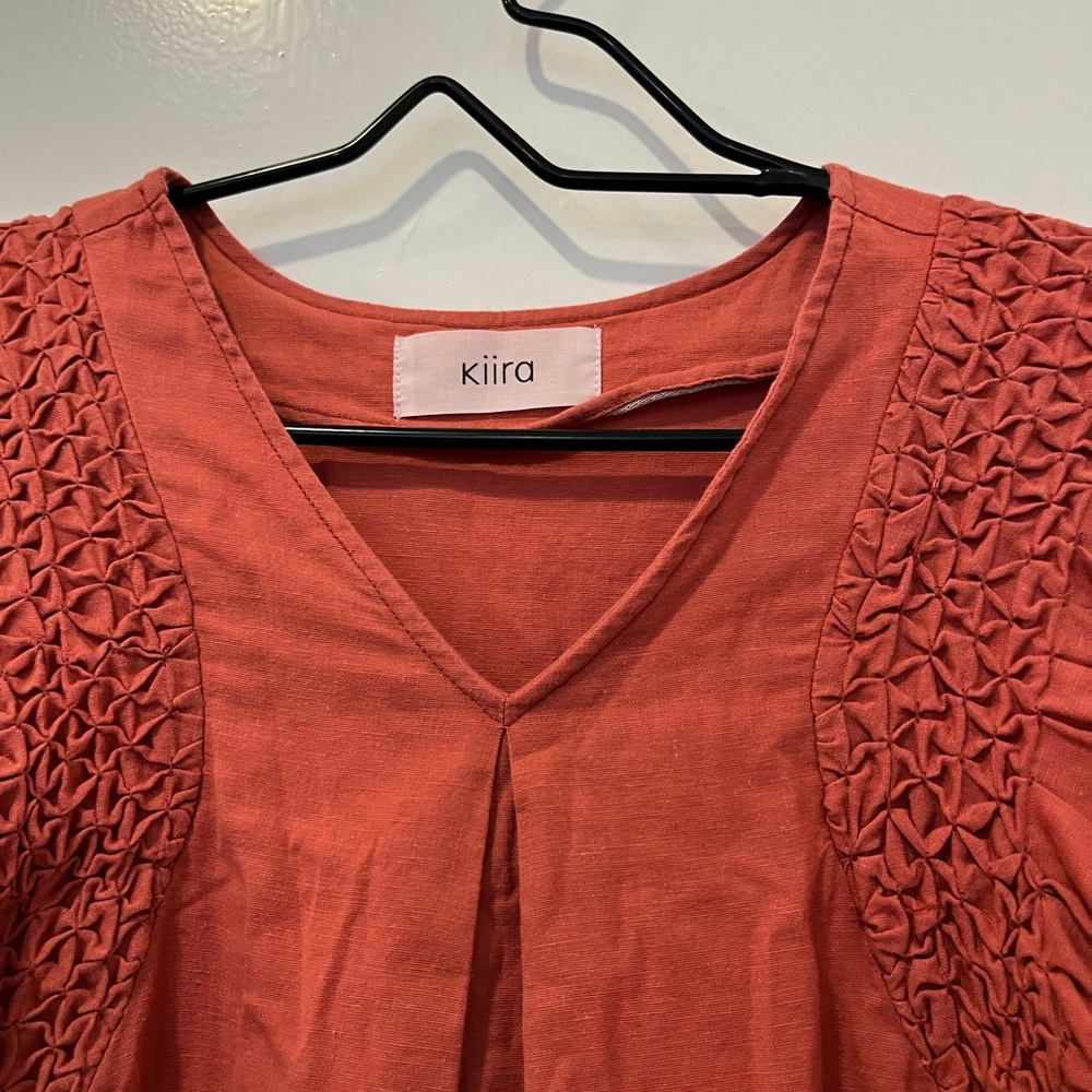 Kiira cotton linen smocking tuck dress free size - Picture 8 of 14